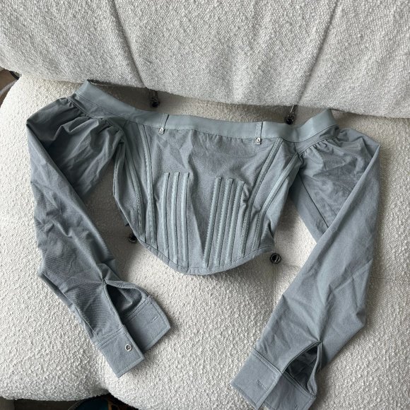 Maniere De Voir Technical Corset Top in Gray - Picture 4 of 6